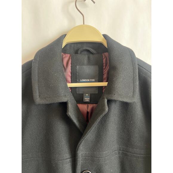 LONDON FOG Men's Wool Blend Coat car coat, overcoat, jacket, black size Medium - Picture 7 of 14